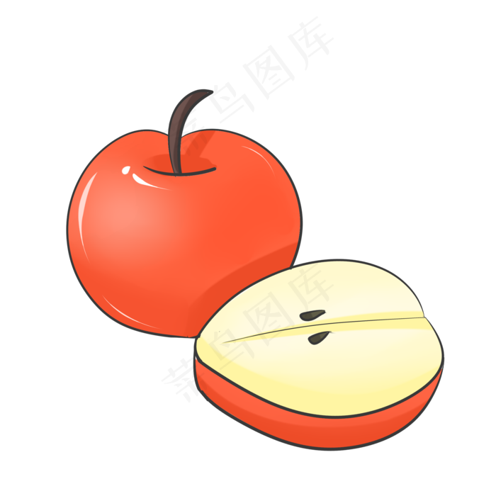红色苹果水果插画