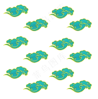 绿金中国风祥云花纹