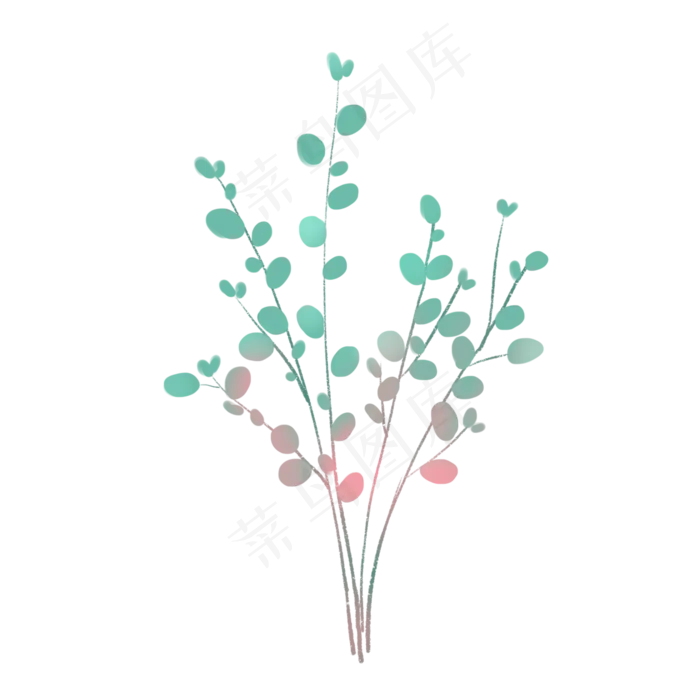 小清新手绘植物多彩叶子(2000X2000(DPI:300))psd模版下载
