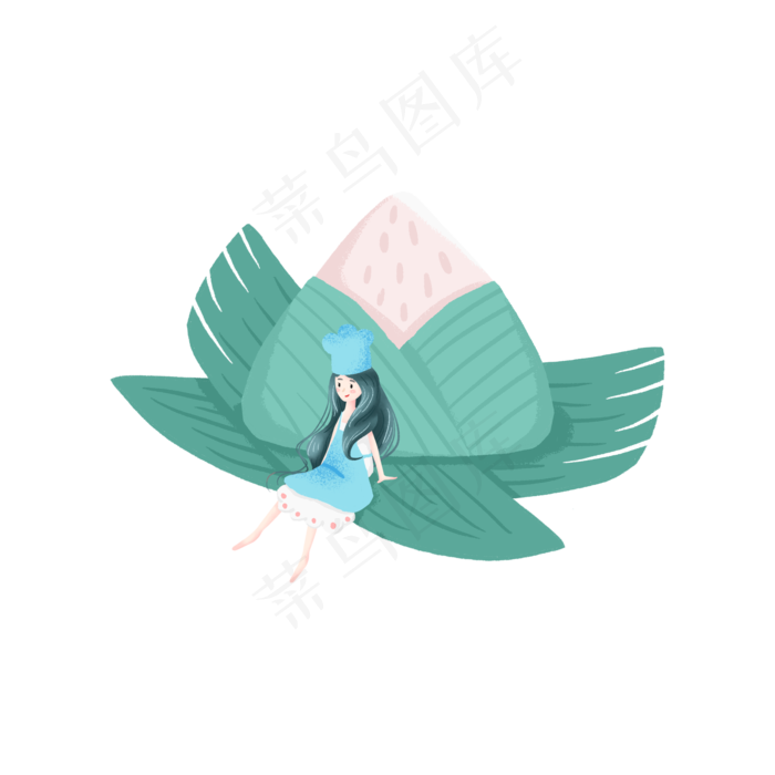端午节的粽子和女孩(2000X2000(DPI:300))psd模版下载