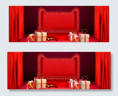 红色立体幕布舞台banner