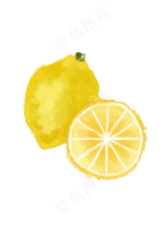 水墨柠檬夏天画手绘png,免抠元素