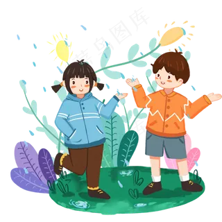 24节气雨水春天下雨雨中浪漫,免抠元素