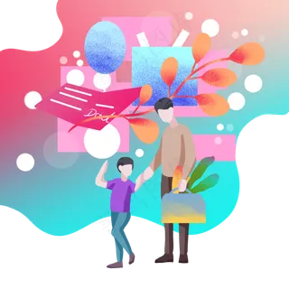 温馨画面牵手父子