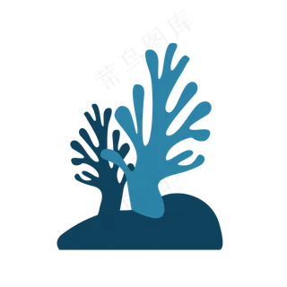 矢量卡通蓝色树叶海底世界珊瑚免,免抠元素