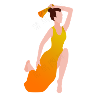 跳民族舞的女人矢量图,免抠元素