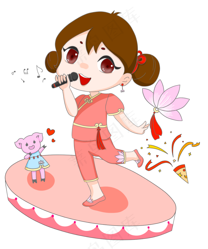 中国风可爱唱歌少女舞台png素材(2298X2749(DPI:300))psd模版下载