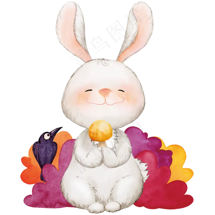 立秋采蘑菇的兔子ai矢量模版下载