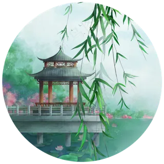 初夏避暑凉亭水阁山光