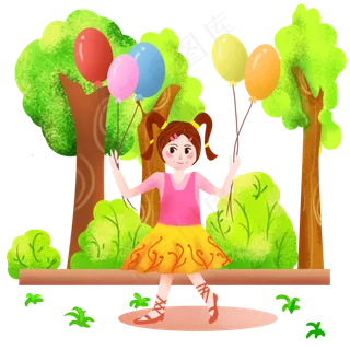 谷雨拿着气球的小女孩