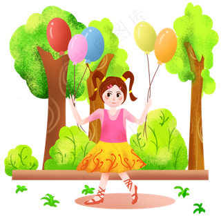 谷雨拿着气球的小女孩