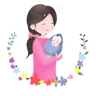 彩色创意怀抱婴儿元素