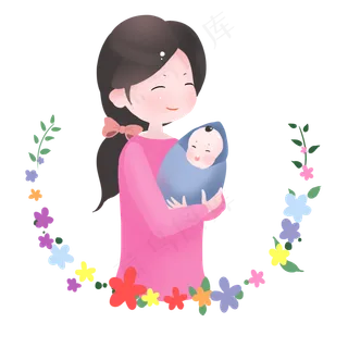 彩色创意怀抱婴儿元素