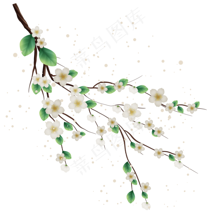 白色梅花和雪花,免抠元素
