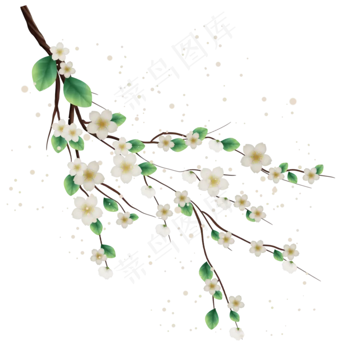 白色梅花和雪花,免抠元素(2000X2000(DPI:300))psd模版下载