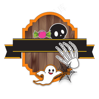 卡通万圣节边框指示牌装饰,免抠元素
