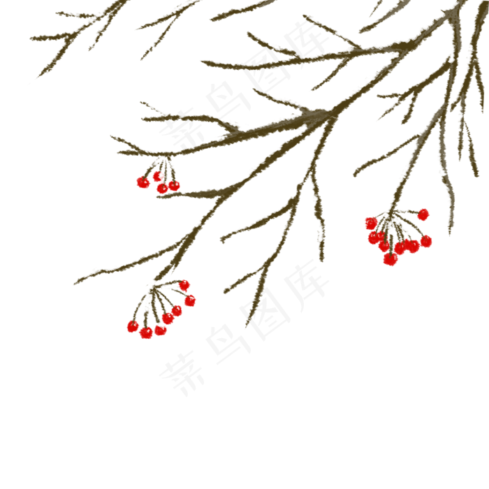 手绘冬天小雪树木植物(2000X2000(DPI:300))psd模版下载