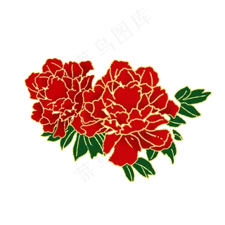 节日中国风红色金边手绘花叶装饰,免抠元素