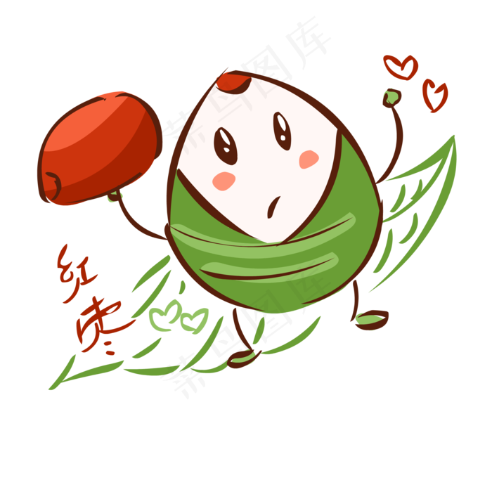 端午可爱卡通红枣粽子(2000*2000px 300 dpi )ai矢量模版下载