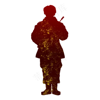 建军节军人剪影边防军人冬装站岗,免抠元素