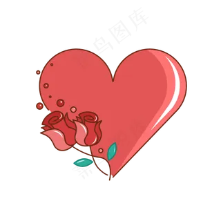 亲吻情人节爱心玫瑰花装饰PNG