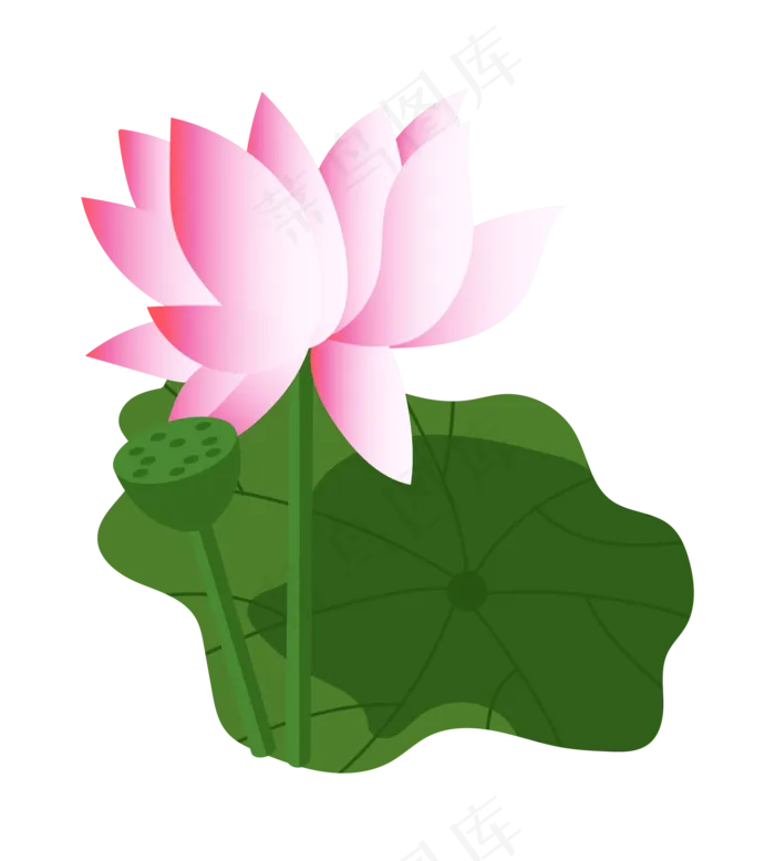 一朵漂亮的粉色荷花(2000*2223px 300 dpi )ai矢量模版下载