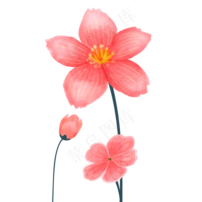 粉色紫色梦幻手绘花装饰图案粉色,免抠元素(1500*1500px 300 dpi )psd模版下载