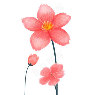 粉色紫色梦幻手绘花装饰图案粉色,免抠元素