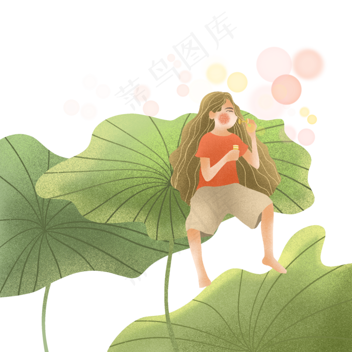 节气处暑吹泡泡的女孩