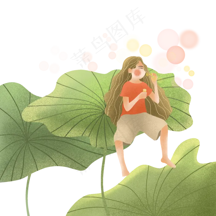 节气处暑吹泡泡的女孩(2000X2000(DPI:300))psd模版下载