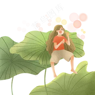 节气处暑吹泡泡的女孩