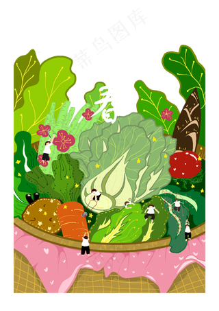 二十四节气立春手绘装饰图案