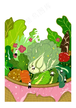 二十四节气立春手绘装饰图案