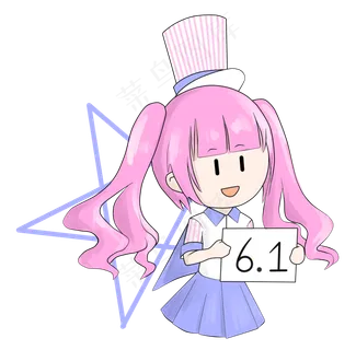 六一儿童节粉蓝卡通手绘娃娃女免
