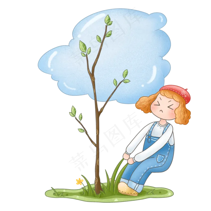 植树节小女孩除草免扣,免抠元素(4655X4655(DPI:300))psd模版下载