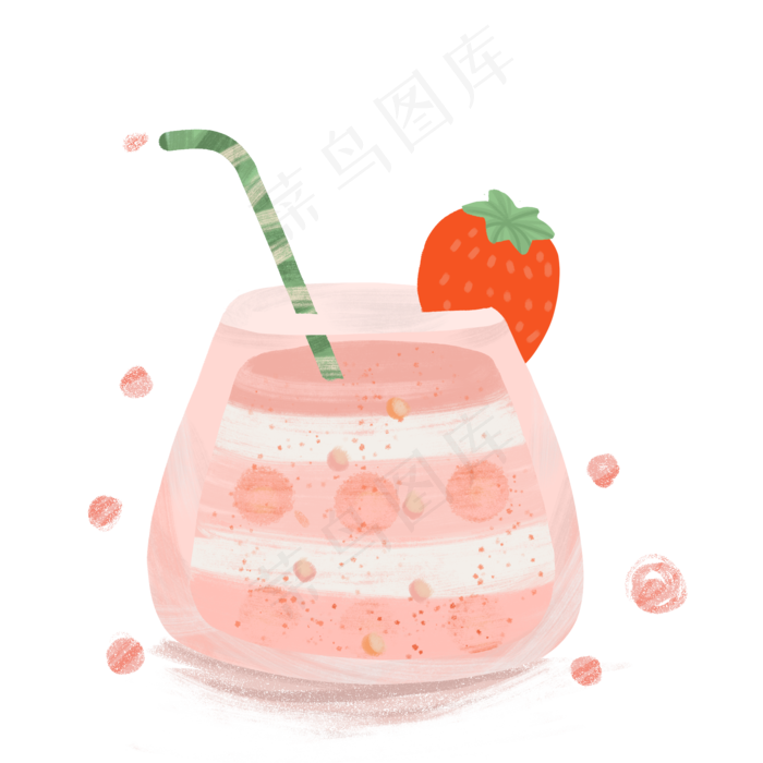 夏天草莓水果酸奶清新手绘可爱卡