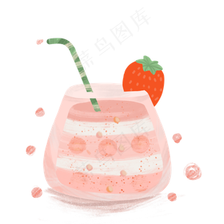 夏天草莓水果酸奶清新手绘可爱卡