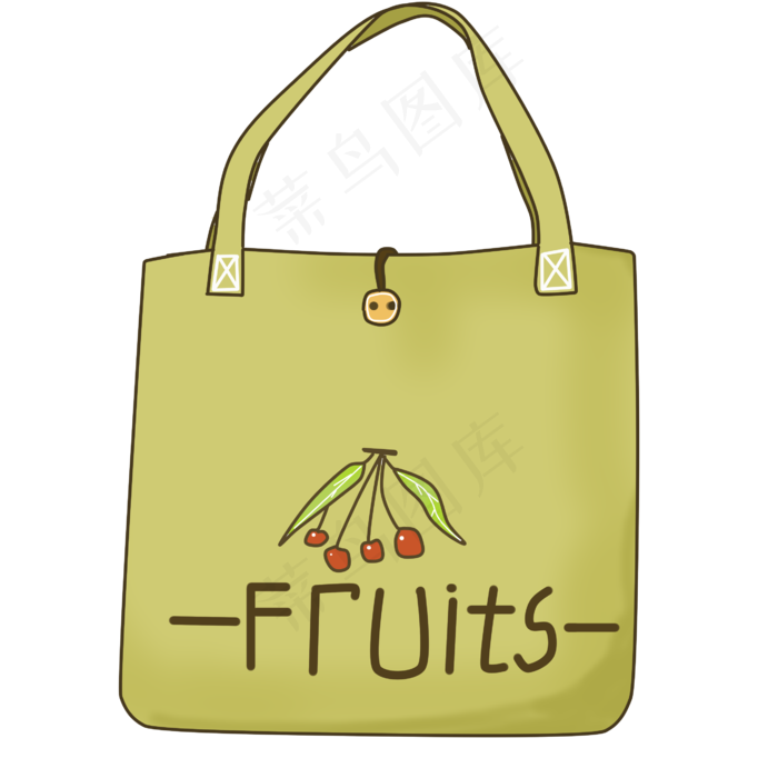 浅绿色水果包包插画