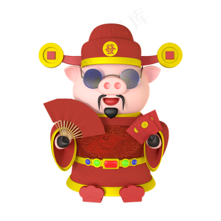 c4d立体财神猪,免抠元素