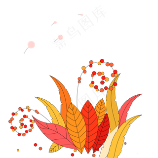 秋天泛黄的叶子与浆果