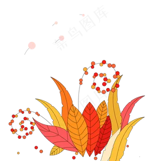 秋天泛黄的叶子与浆果