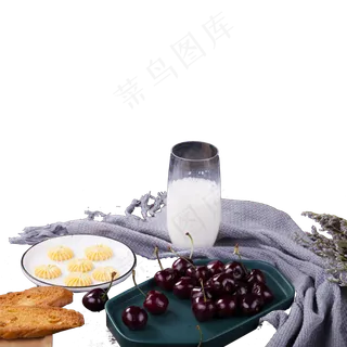 早餐面包和水果免抠图