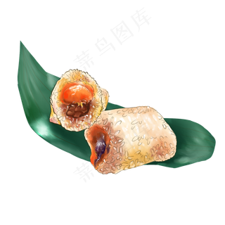 切开的粽子仿真手绘