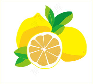 柠檬黄色手绘卡通装饰素材,免抠元素