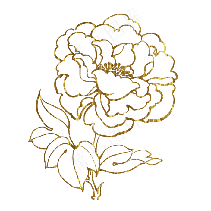 金色花牡丹(2000X2000(DPI:300))psd模版下载