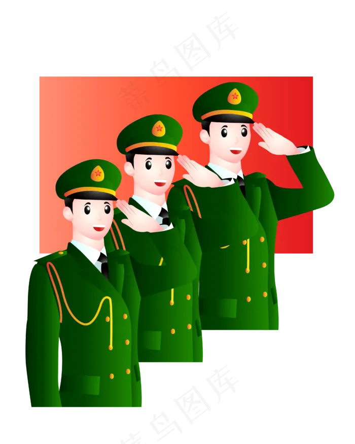 敬礼的军人(2000X2500(DPI:300))ai矢量模版下载