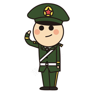 八一建军节解放军战士敬礼卡通人