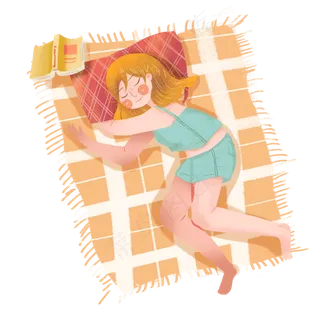 大暑午睡乘凉女孩png素材