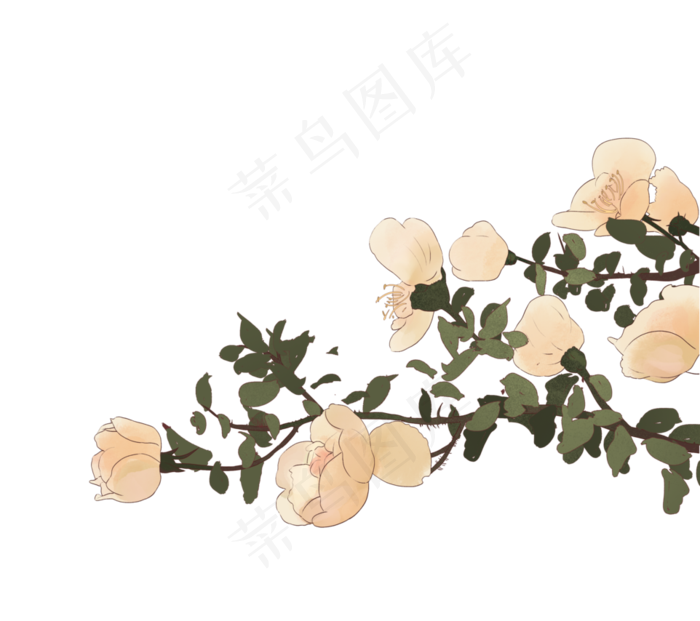 古风花蔷薇(3206X2845(DPI:300))psd模版下载