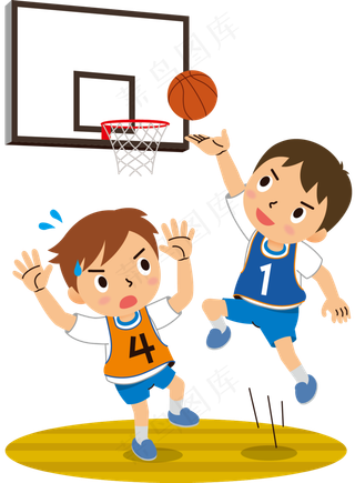 手绘卡通打篮球的少年,免抠元素
